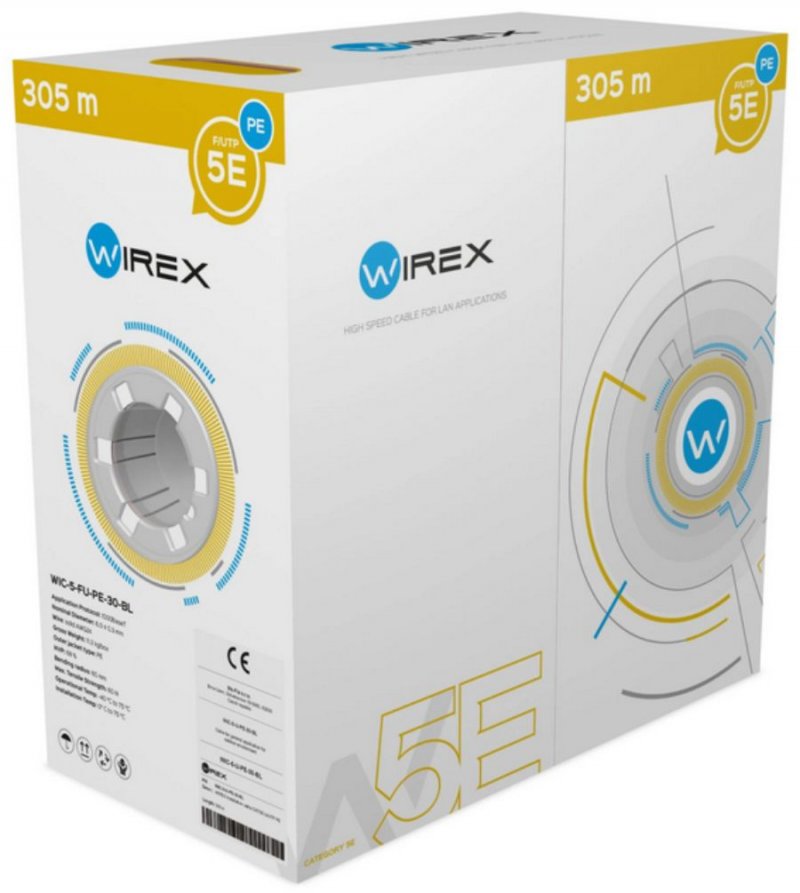 Wirex WIREX Inštalačný kábel CAT5E F/UTP PE 305m box čierny